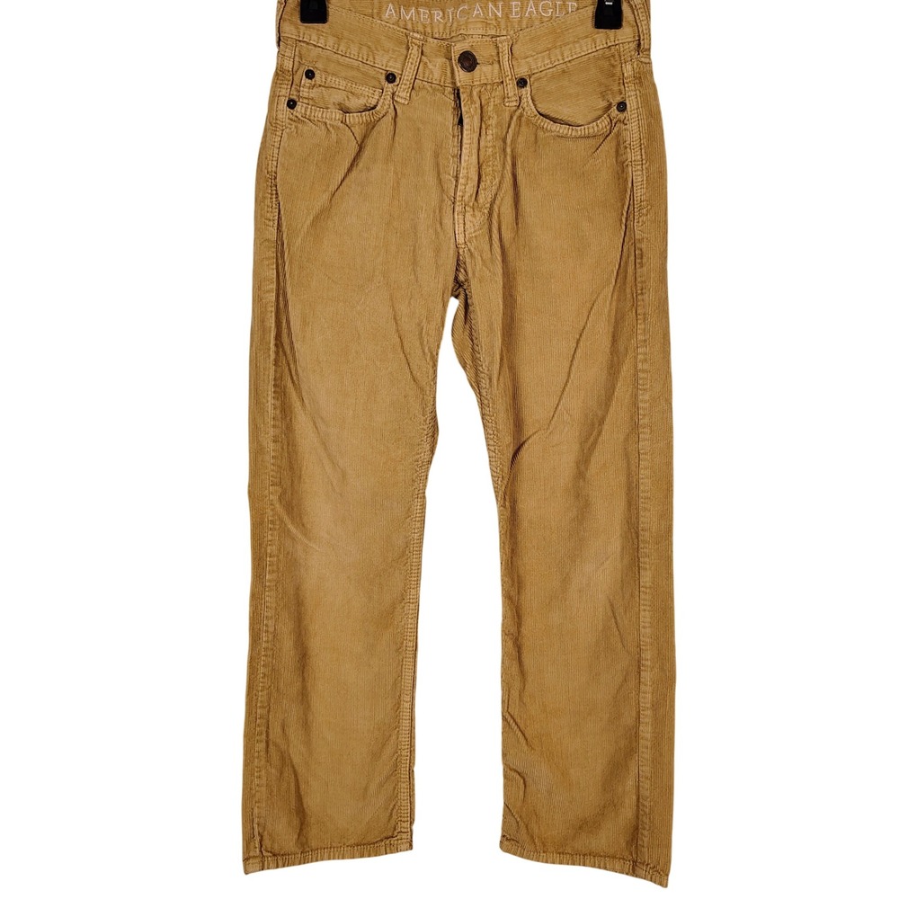 American Eagle Original Straight Corduroy Pants Tan‎ Khaki Mens 26/28